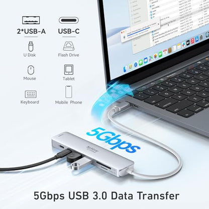 USB C Hub HDMI Adapter for MacBook Pro/Air, 7 in 1 USBC Dongle with HDMI, microSD/SD Card Reader, USB C Data Port,100W PD, and 2 USB 3.0 Compatible for MacBook Pro/Air, Dell XPS, Lenovo Thinkpad. - color: Silver