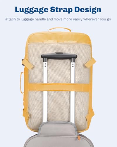 Carry on Backpack 38L Large Travel Backpack for Women Flight Approved Weekender Bag Laptop Backpack Men 15 inches Yellow - color: Yellow