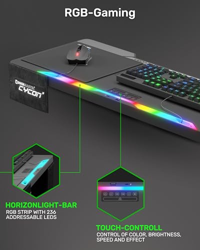 Couchmaster Lapboard³ with HORIZONLIGHT RGB Bar, Ultimate Ergonomic USB-Hub Gaming Lap Board for Couch and Bed, Large, Stable and Compatible with All Keyboards and Mice, Laptops, PCs, PS4/5, Xbox - color: Black Lapboard³