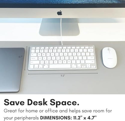 Macally Small Wired Keyboard for Mac and Windows - 78 Scissor Switch Keys Compatible Apple Keyboard - USB Mini Keyboard that Saves Space and Looks Great - Plug and Play Wired Mac Keyboard - Aluminum - color: Silver Aluminum