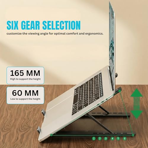 Laptop Stand, Portable Laptop Holder Computer Stand for Desk, Metal Foldable Laptop Riser with 6 Levels Height Adjustment, Compatible with MacBook, HP, Lenovo, Dell,Black - color: Black