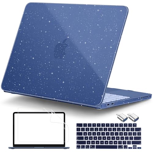 DONGKE Glitter Case for MacBook Neo 13 Inch 2026 (Model A3404 | A18 Pro Chip) | Clear Sparkly Hard Shell Cover with Screen Protector | Keyboard Cover & 2 USB-C Adapters - Bling Indigo - color: Bling Indigo