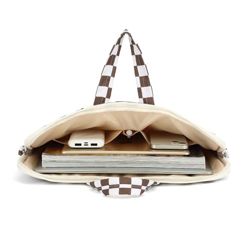 canvaslife Waterproof Pattern Resistant Laptop Shoulder Messenger Bag for Pro 16 inch and 15.6 inch-16 inch Laptop (brown Checker) - color: Brown Checker, size: 15 inch/15.6 inch