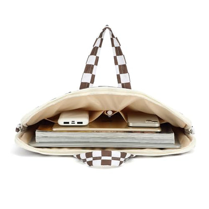 canvaslife Waterproof Pattern Resistant Laptop Shoulder Messenger Bag for Pro 16 inch and 15.6 inch-16 inch Laptop (brown Checker) - color: Brown Checker, size: 15 inch/15.6 inch