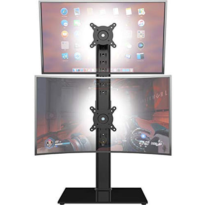 Dual Monitor Stand - Vertical Stack Screen Free-Standing Monitor Riser Fits Two 13 to 34 Inch Screen with Swivel, Tilt, Height Adjustable, Holds One (1) Screen Up to 44Lbs - color: Black