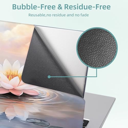 Universal Laptop Skin Decal, 3-Piece Vinyl Protector for 12 13 14 15.6" Notebook, Waterproof Anti-Scratch, Easy Trim & Bubble-Free Finish, Elegant Lotus Flower - color: Elegant Lotus Flower