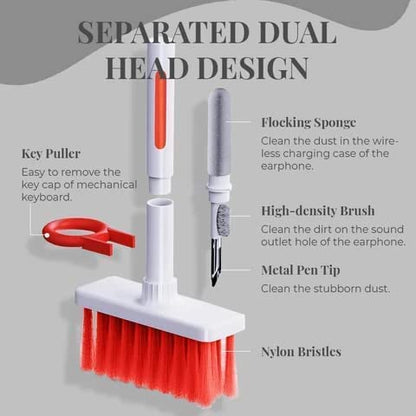 5 in 1 Keyboard and Earphone Cleaning Kit - Soft Brush Pen for AirPods, Phone, Camera, Laptop - Metal, Multicolor