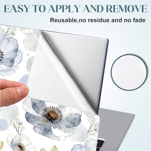 SUPERDANT 3 Pcs Laptop Skin Sticker Cover Decal Ink Flowers PVC Waterproof Scratch-Resistant Trim-to-Fit for 12-15.6 Inch Notebook Wrap Personalize Set Gift 14.9x10.6in - style: Flowers
