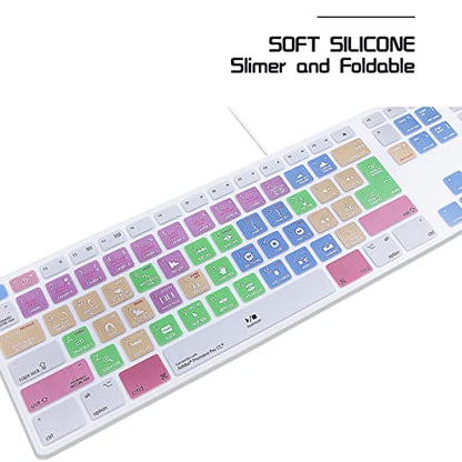 HRH for iMac G6 MB110LL/B MB110LL/A A1243 Keyboard with Numeric Keypad NumberPad Print: Pro CC Functional Shortcuts Hot Keys Design Silicone Keyboard Skin Cover [US/EU Layout] - color: Z-Pro CC