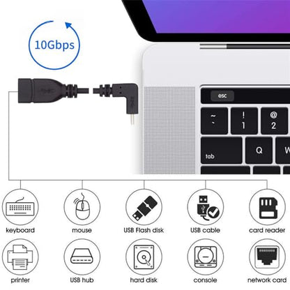 USB-C USB 3.1 Type-C Male to USB 3.0-A Female 10Gbps OTG Data Power Cable Up Down Angled - style: Up Down Cable