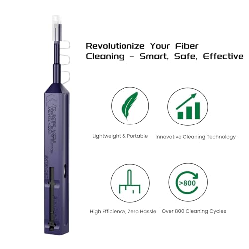 LC Fiber Cleaner Pen - 10 Pack - 1.25mm LC Fiber Optic Cleaning Pen with Dual Action Connector Cleaner & Endface Cleaning Action