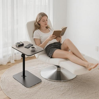 ZEAPTAC C-Shaped Side Table, 360° Swivel Height Adjustable, Lightweight Portable TV Tray Snack End Table for Couch Sofa Bed Small Spaces-Black Wood - color: Black Wood