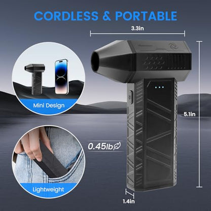 Compressed Air Duster, 3-Gear Electric Air Duster Rechargeable, Super Power Air Blower with Brushless Motor, Mini Blower for Computer, Keyboard, Car, House, Office, Outdoor, PC