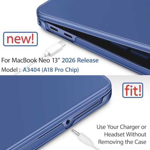 May Chen for MacBook Neo 13 inch Liquid Retina Display ((2026 Release A3404), Slim & Lightweight Protective Case with Screen Protector&Keyboard Cover&Dust Plug, Crystal Indigo - color: Crystal Indigo