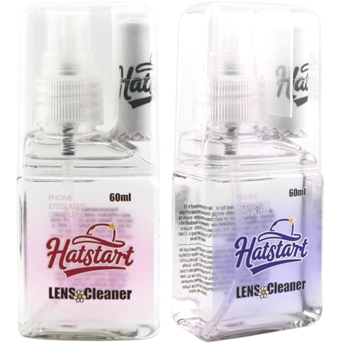 2-Pack Eye Glasses Cleaner Spray, Travel-Sized Screen Cleaning Kit with Touchscreen Mist for iPhone, Sunglasses, Computer, Laptop Screens, Phone Electronics with Eyeglass Cloth and Case Lid - Hatstart - color: Blue Pink