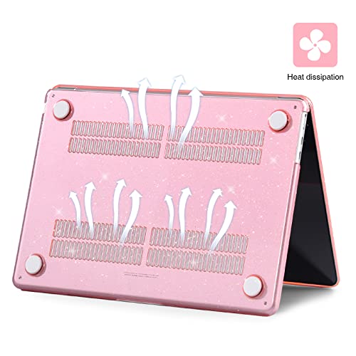 EooCoo Case for MacBook Air 15 inch M5 M4 M3 M2 2026-2023, Sparkly Pink | Easy to Install, Sturdy, Plastic Hard Shell Case & Keyboard Cover & Screen Protector, Model: A3448 A3241 A3114 A2941 - color: Sparkly Pink