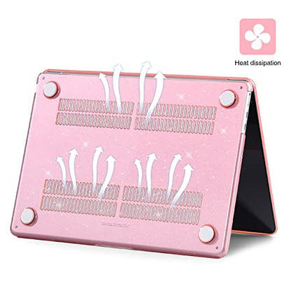 EooCoo Case for MacBook Air 15 inch M5 M4 M3 M2 2026-2023, Sparkly Pink | Easy to Install, Sturdy, Plastic Hard Shell Case & Keyboard Cover & Screen Protector, Model: A3448 A3241 A3114 A2941 - color: Sparkly Pink