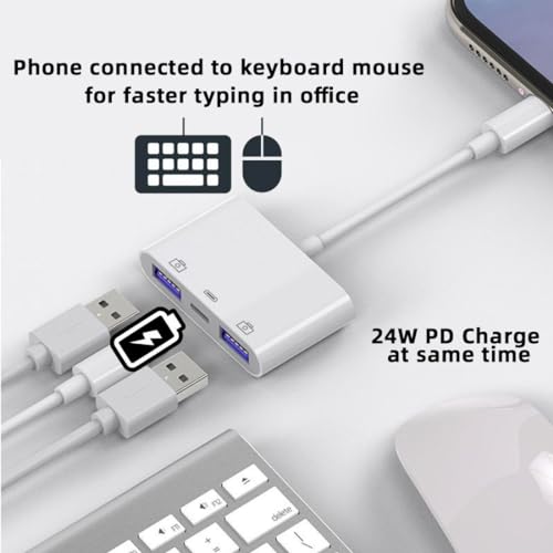 chenyang 3 in 1 USB C to 2 USB 3.0 Socket OTG Adapter with PD 24W Charge for Laptop Tablet Phone - style: USB3.0 3-in-1