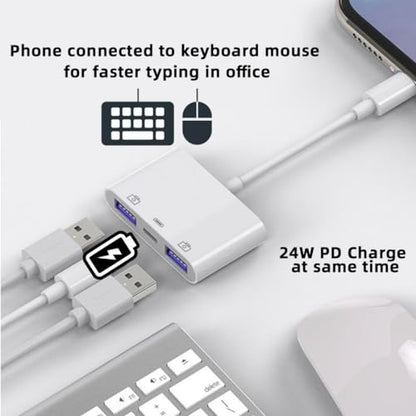 chenyang 3 in 1 USB C to 2 USB 3.0 Socket OTG Adapter with PD 24W Charge for Laptop Tablet Phone - style: USB3.0 3-in-1