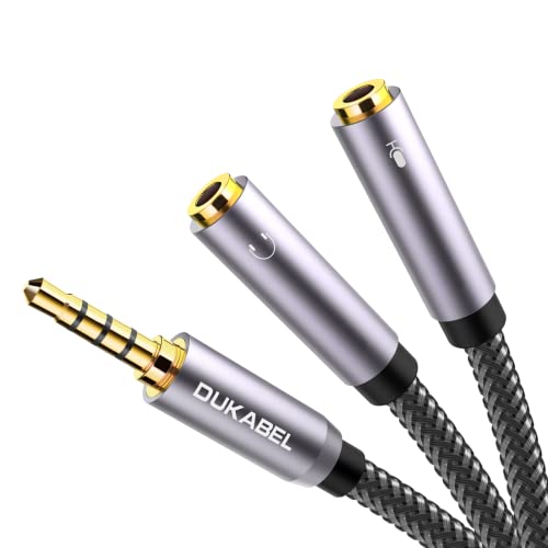 DUKABEL Headsets Splitter Adapter, 3.5mm Jack Separate Headphone & Mic Plug Adapter 3.5mm Combo Audio Adapter Cable for PS4 Gaming Headset PC Xbox One Laptop -<11inch/30CM> - size: 30 cm