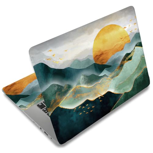 SUPERDANT Laptop Skin Sticker Laptop Decals Mountain Personalized Universal Notebook Computer Wrap Vinyl Skin Stickers Cover Art Decal Removable 12-15.6 Inch Waterproof Scratch-Resistant Gifts - style: Golden Green Mountain Range