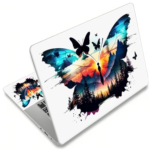 Laptop Skin Sticker for 12.1”-15.6“ Laptops (Fits 13”, 13.3”, 14”, 15”, 15.4”) | Protective Universal Reusable Vinyl Art Decal Cover | Waterproof & Scratch-Resistant-Butterfly Scrap - color: Butterfly Scrap
