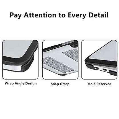 Se7enline Compatible with 13.6 MacBook Air Case M2/M3 2024 2023 2022 for 13.6-inch Model A2681/A3113 TPU+PC Anti-Fingerprint Matte Finish Laptop Hard Shell Case & Keyboard Cover, Transparent&Black | TPU Bumper + PC Matte Laptop Hard Shell Case with Keyboa