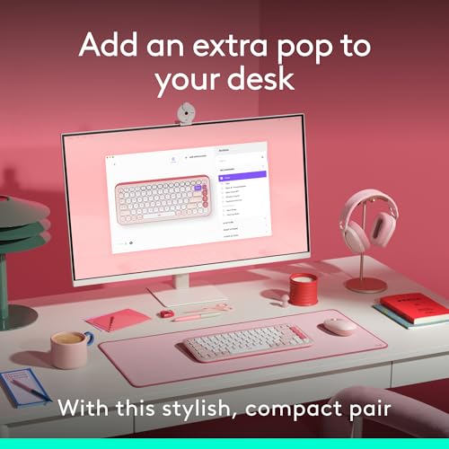 Logitech POP ICON Combo Wireless Bluetooth Keyboard and Mouse - Rose | Comfortable typing, programmable keys and buttons, quiet clicks, easy-switch up to 3 devices - color: Rose, style: Combo