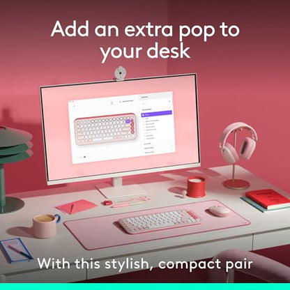 Logitech POP ICON Combo Wireless Bluetooth Keyboard and Mouse - Rose | Comfortable typing, programmable keys and buttons, quiet clicks, easy-switch up to 3 devices - color: Rose, style: Combo