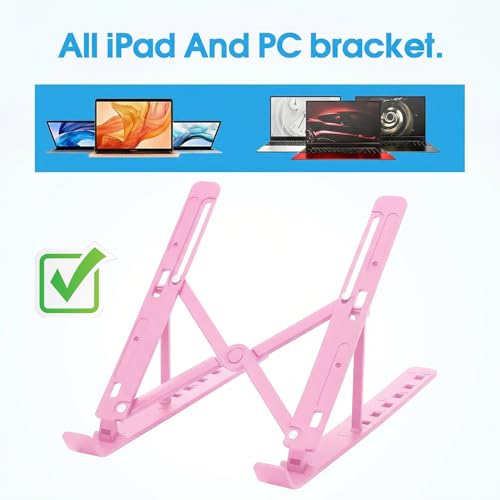 Adjustable Laptop Stand, Portable Laptop Riser for Desk, ABS+Silicone Foldable Ventilated Cooling Notebook Holder Stand for 10-15.6” Laptops, Tablets