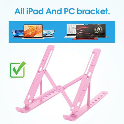 Adjustable Laptop Stand, Portable Laptop Riser for Desk, ABS+Silicone Foldable Ventilated Cooling Notebook Holder Stand for 10-15.6” Laptops, Tablets