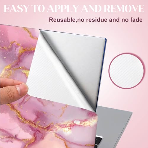 SUPERDANT Laptop Skin Sticker Pink Gold Marble Laptop Decals Personalized Universal Notebook Computer Wrap Vinyl Skin Stickers Cover Art Decal Removable 12-15.6 Inch Waterproof Scratch-Resistant Gift - style: Pink Gold Marble Pattern