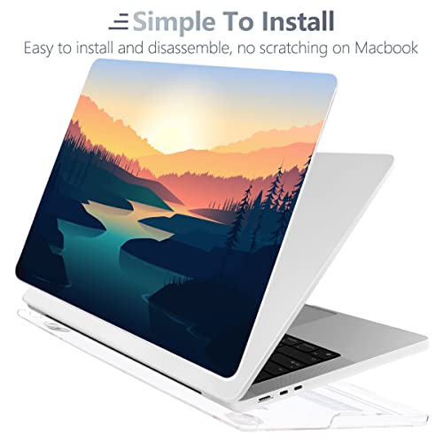 Batianda AstroGrid Case for MacBook Air 13.6" M2-M5 Chip, Dawn River | 4-in-1 Set with Pastel River Valley Design, Lightweight Slim Hard Shell Protection For Students, Travelers and Nature Lovers - color: Dawn