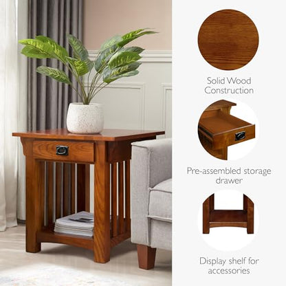 Leick Home Mission End Table, 22", Medium Oak - color: Medium Oak
