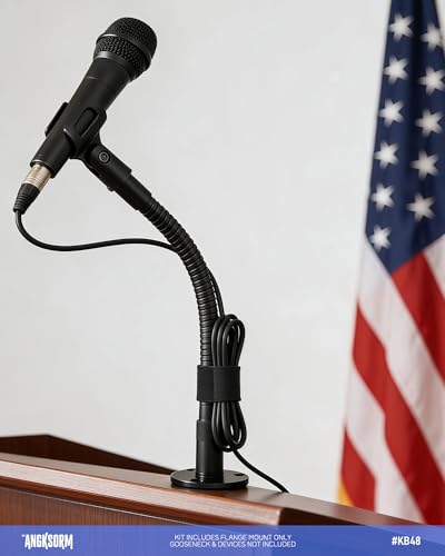Mic Podium Flange Mounts with Pad KB48 - Microphone Gooseneck Table Mounts with 5/8-27 Male 3/8-16 Female Threads and Mounting Screws, 2PCS - color: FLANGE MOUNT (2PCS)