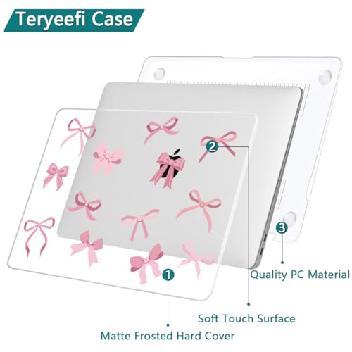 Teryeefi Case for MacBook Air 13 inch M1 A2337 A2179 A1932 2018 2021 2020 2019 2018 Release, Plastic Hard Shell Case & Keyboard Cover & Screen Protector, Cute Pink Bows - color: Cute Pink Bows