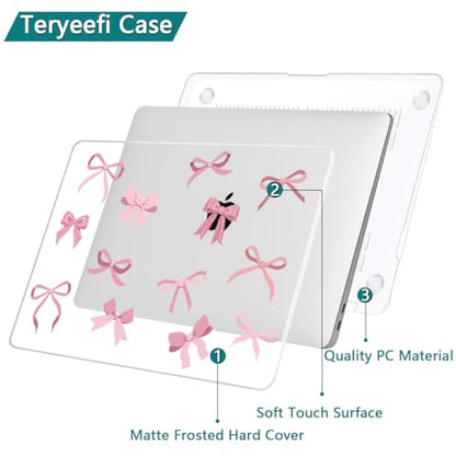 Teryeefi Case for MacBook Air 13 inch M1 A2337 A2179 A1932 2018 2021 2020 2019 2018 Release, Plastic Hard Shell Case & Keyboard Cover & Screen Protector, Cute Pink Bows - color: Cute Pink Bows