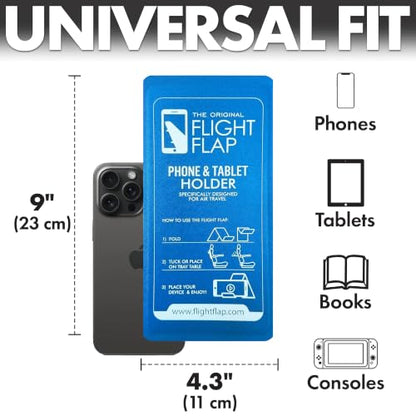 Airplane Phone Holder - Foldable Phone Stand for Plane Travel | Aluminum Build, 9 x 4.3 in. Matte Blue Finish, Tabletop Mount Desk, Plane Tray Seat back, Treadmill, Fits iPhone Cell Phone - color: Blue, size: Large