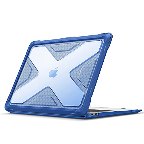 Fintie Case for MacBook Air 13 Inch A2337 (M1) / A2179 / A1932 (2018-2021 2022 Release) - Heavy Duty Hard Shell Cover with TPU Bumper for MacBook Air 13 Retina Display with Touch ID, Blue - color: Blue