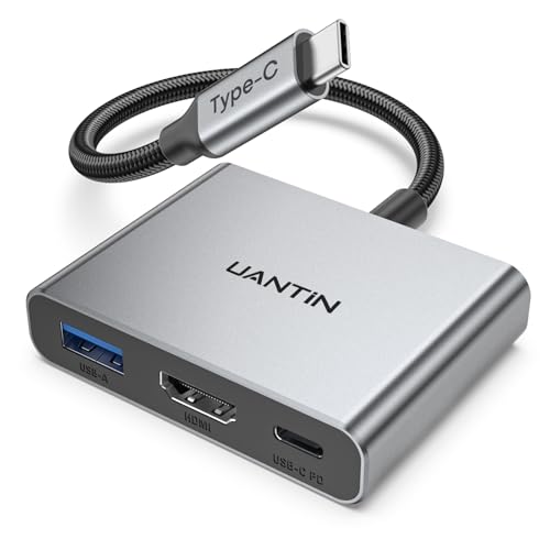 UANTIN USB C to HDMI Adapter, 4K USB Type C to HDMI Multiport Digital AV Converter with 100W PD, USB 3.0 Port, USB-C Hub Dongle for MacBook Neo/Pro/Air, iPad, Tablets, TV, Monitor (Gray) - color: Gary