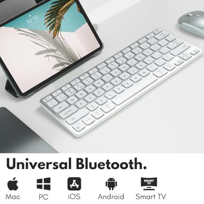 Macally Compact Backlit Bluetooth Keyboard for Mac – Space-Saving, Rechargeable Multi-Device Compatible Apple Wireless Keyboard for MacBook Pro/Air, iMac, Mac mini - color: Silver