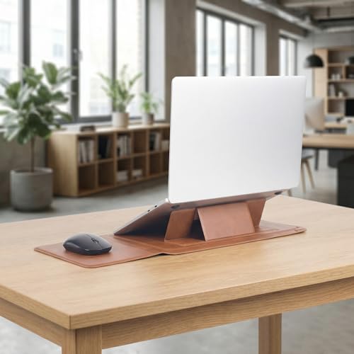 16 Inch Multifunctional Laptop Sleeve Case with Stand Soft Slim Cover for MacBook Pro/Air/ThinkPad X1/Dell XPS/Lenovo Yoga/HP Pavilion/ASUS Zenbook/LG gram/Chromebook 15" 15.3" 15.6" - color: Textured Brown, size: 15-16 Inch