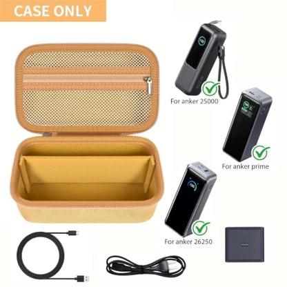 Laptop Power Bank Case for Anker 25000& Prime 27650, Gold | Organizes the Power Bank, Small Cables and 100W Charging Base; Larger 150W Charging Base Does Not Fit, Case Only - color: Gold