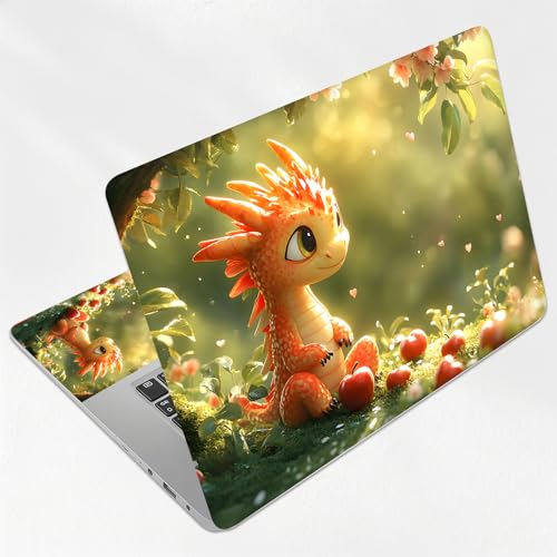 Baby Dragon Autumn Leaves Universal Laptop Skin Sticker 3PCS, Protective Decal Trim-to-Fit 11.6" 13.3" 14" 15.6" Laptop Vinyl Cover, Removable Anti-Scratch Computer Decal Protector - color: Baby Dragon Autumn Leaves