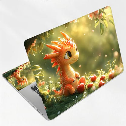 Baby Dragon Autumn Leaves Universal Laptop Skin Sticker 3PCS, Protective Decal Trim-to-Fit 11.6" 13.3" 14" 15.6" Laptop Vinyl Cover, Removable Anti-Scratch Computer Decal Protector - color: Baby Dragon Autumn Leaves