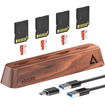 8-Port USB 3.0 SD Card Reader, Walnut Wood Design 5Gbps Data, Simultaneous Support to Micro SD/TF3.0 and SD3.0 Card Read and Write (Compatible UHS-I/II Card)-AST43M
