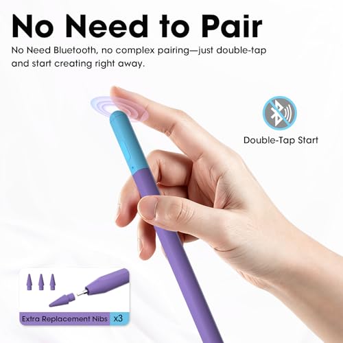 Stylus Pen for iPad 6th-11th Gen - 4X USB-C Fast Charge Pencil with 4 Replacement Nibs &0.1mm Pixel Precision, Magnetic Active Stylus for iPad Pro 11"/13"/M5/M4, Air M4/M3/M2, Mini 7/6/5, Purple - color: Purple
