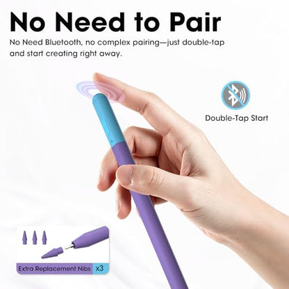 Stylus Pen for iPad 6th-11th Gen - 4X USB-C Fast Charge Pencil with 4 Replacement Nibs &0.1mm Pixel Precision, Magnetic Active Stylus for iPad Pro 11"/13"/M5/M4, Air M4/M3/M2, Mini 7/6/5, Purple - color: Purple