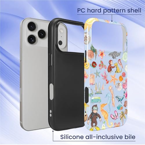 CARLOCA Case for iPhone 17 Pro,Monkey Summer Beach Shell Design Hybrid Dual Protection Soft TPU Hard PC Shockproof Anti Scratch Men & Women Stylish Protective Phone Case - color: Monkey Summer Beach Shell, size: iPhone 17 Pro