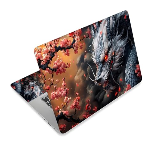 Universal Laptop Skin Sticker Decal,15.6 Inch Laptop Vinyl Cover for 13" 14" 15.6" Laptop,Scratch-Resistant Waterproof Protector Wrap,Reusable with Wrist Pads,Cherry Blossom Dragon - color: Cherry Blossom Dragon